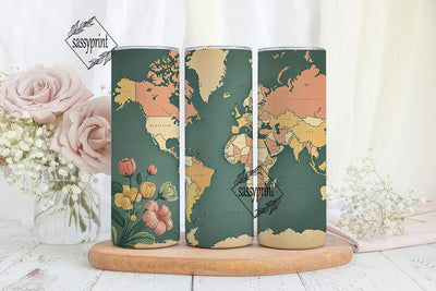 Vintage World Map 20oz Tumbler Wrap Sublimation sassyprint 