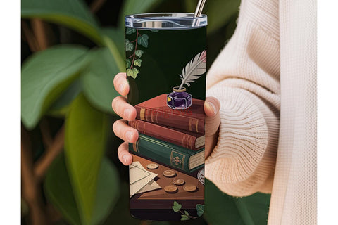 Vintage Writer's Nook 20oz Tumbler Wrap Sublimation DesignSVG 