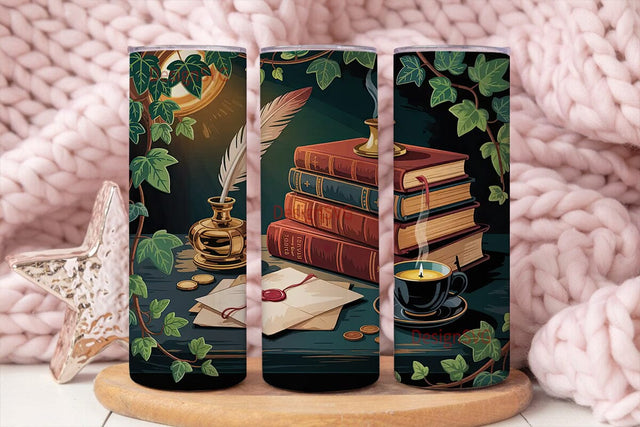 Vintage Writer's Nook 20oz Tumbler Wrap Sublimation DesignSVG 