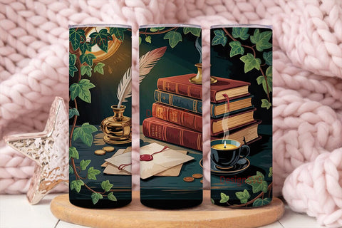 Vintage Writer's Nook 20oz Tumbler Wrap Sublimation DesignSVG 