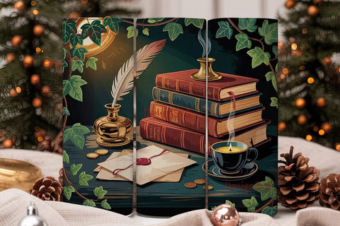 Vintage Writer's Nook 20oz Tumbler Wrap Sublimation DesignSVG 