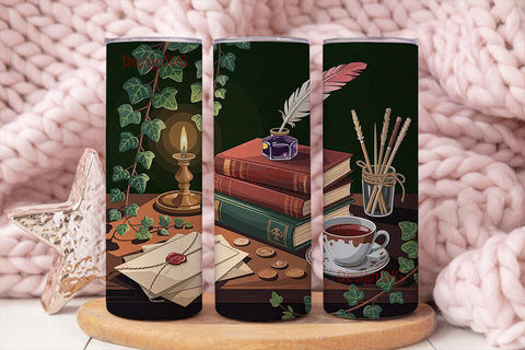 Vintage Writer's Nook 20oz Tumbler Wrap Sublimation DesignSVG 