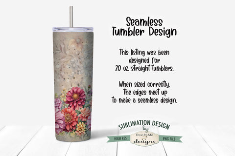 Vintage Zinnia - Go The Extra Mile 20oz Skinny Seamless Tumbler Wrap Sublimation Ewe-N-Me Designs 