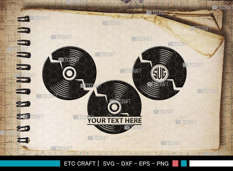 Vinyl Record Monogram, Vinyl Record Silhouette, Vinyl Record SVG, Record Album Svg, Record Svg, Record Player Svg, Turntable Svg, SB00542 SVG ETC Craft 
