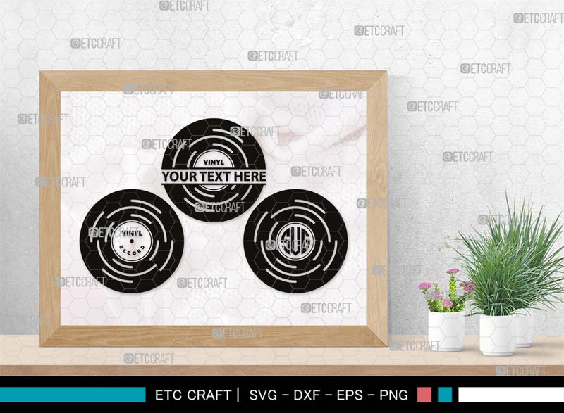 Vinyl Record Monogram, Vinyl Record Silhouette, Vinyl Record SVG ...
