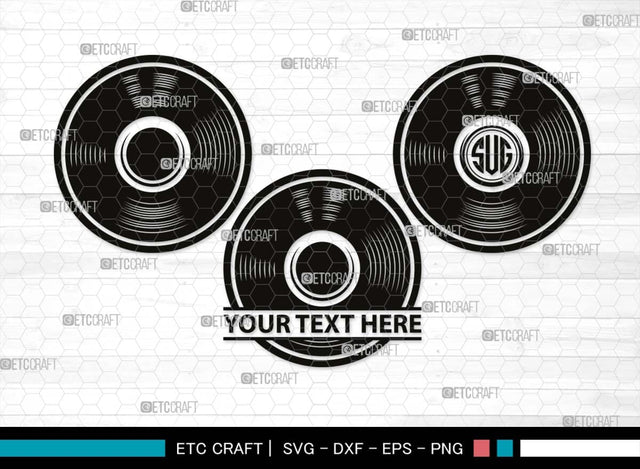 Vinyl Record Monogram, Vinyl Record Silhouette, Vinyl Record SVG, Record Album Svg, Record Svg, Record Player Svg, Turntable Svg, SB00542 SVG ETC Craft 