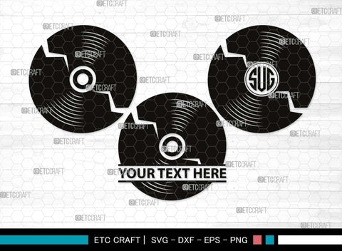 Vinyl Record Monogram, Vinyl Record Silhouette, Vinyl Record SVG, Record Album Svg, Record Svg, Record Player Svg, Turntable Svg, SB00542 SVG ETC Craft 