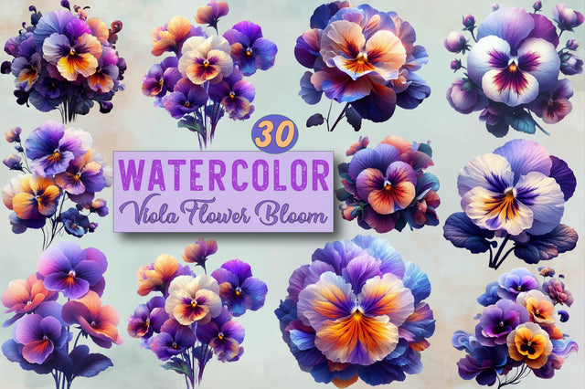Viola Flower Bloom Sublimation Clipart Bundle Sublimation SVGArt 