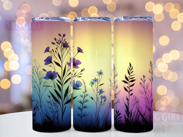 Violet Summer Floral Tumbler, Purple Floral Tumbler, 20Oz Sublimation, Summer Flower Printable, Violet Bloom Design, Botanical Floral Wrap, Elegant Purple Flowers Sublimation SvggirlplusArt 