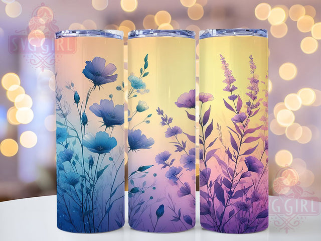 Violet Summer Floral Tumbler, Purple Floral Tumbler, 20Oz Sublimation, Summer Flower Printable, Violet Bloom Design, Botanical Floral Wrap, Elegant Purple Flowers Sublimation SvggirlplusArt 