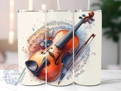 Violin 20oz Skinny Tumbler Sublimation Design, Violin With Music Notes Tumbler Png, Straight & Tapered Tumbler Wrap, Instant Digital Download Sublimation ToriDesigns 