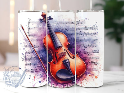 Violin 20oz Skinny Tumbler Sublimation Design, Violin With Music Notes Tumbler Png, Straight & Tapered Tumbler Wrap, Instant Digital Download Sublimation ToriDesigns 