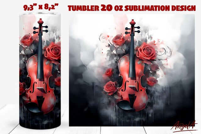 violin, gothic flowers / music tumbler Sublimation Angelina Semenova 