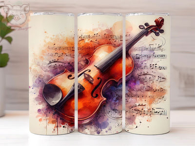 Violin with Music Notes 20oz Tumbler Png, Violin Sublimation Design, Digital, Digital Download PNG Sublimation Lara' s Designs 