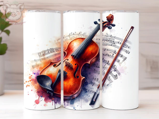 Violin with Music Notes 20oz Tumbler Png, Violin Sublimation Design, Digital, Digital Download PNG Sublimation Lara' s Designs 