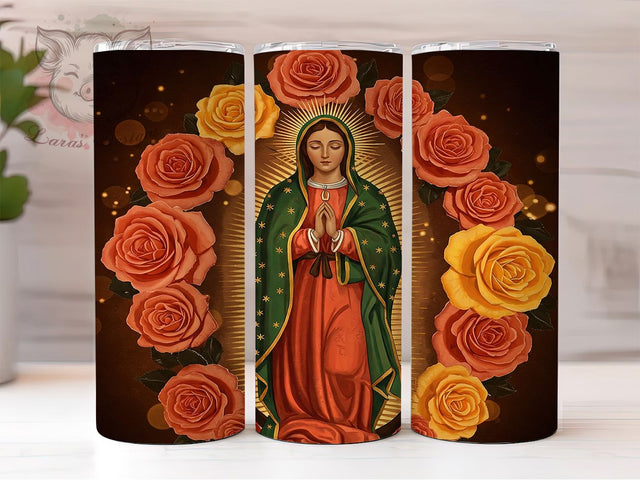 Virgen de Guadalupe Roses 20oz Tumbler, Mexican Virgin Tumbler, Guadalupe Tumbler Wrap, Roses Tumbler Design, Catholic Tumbler, Religious Tumbler Wrap, Sublimation Virgin Mary Tumbler Sublimation Lara' s Designs 