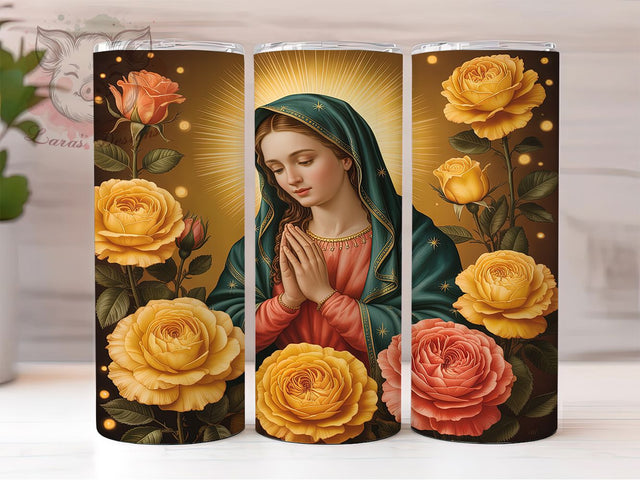 Virgen de Guadalupe Roses 20oz Tumbler, Mexican Virgin Tumbler, Guadalupe Tumbler Wrap, Roses Tumbler Design, Catholic Tumbler, Religious Tumbler Wrap, Sublimation Virgin Mary Tumbler Sublimation Lara' s Designs 
