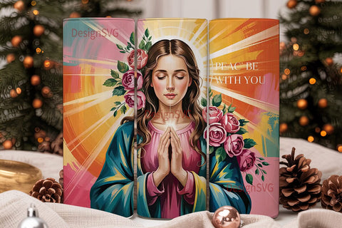 Virgin Mary Floral 20oz Tumbler Wrap Sublimation DesignSVG 