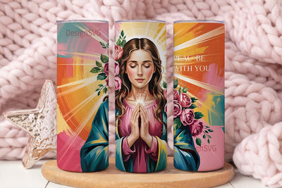 Virgin Mary Floral 20oz Tumbler Wrap Sublimation DesignSVG 