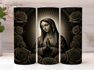 Virgin Mary Religious Gift Floral Tumbler, Religious Gift, 20oz Tumbler Wrap, Floral Design, Catholic Art, Spiritual Decor, Roses Sublimation Sublimation Lara' s Designs 