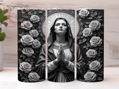 Virgin Mary Religious Gift Floral Tumbler, Religious Gift, 20oz Tumbler Wrap, Floral Design, Catholic Art, Spiritual Decor, Roses Sublimation Sublimation Lara' s Designs 