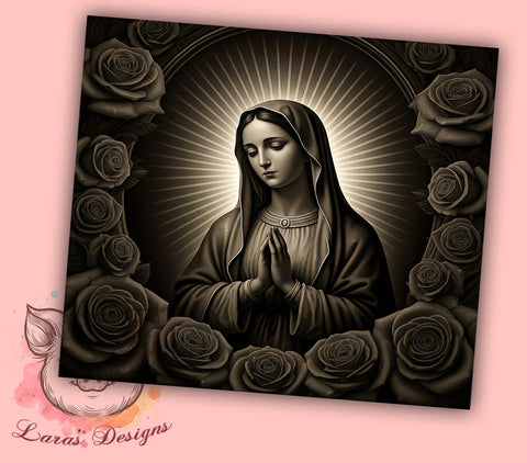 Virgin Mary Religious Gift Floral Tumbler, Religious Gift, 20oz Tumbler Wrap, Floral Design, Catholic Art, Spiritual Decor, Roses Sublimation Sublimation Lara' s Designs 