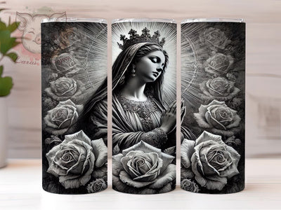 Virgin Mary Religious Gift Floral Tumbler, Religious Gift, 20oz Tumbler Wrap, Floral Design, Catholic Art, Spiritual Decor, Roses Sublimation Sublimation Lara' s Designs 