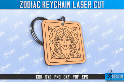 Virgo Keychain Laser Cut | Astrology Design | Zodiac Sign | CNC File SVG Fly Design 