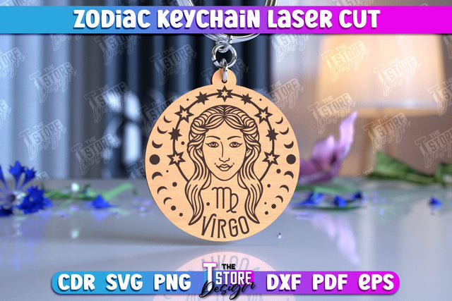 Virgo Keychain Laser Cut | Astrology Design | Zodiac Sign | CNC File SVG The T Store Design 