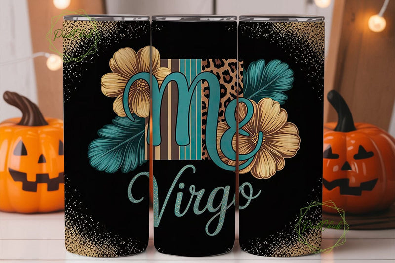 Virgo Zodiac Glitter 20oz Tumbler Wrap Sublimation PixelChick 