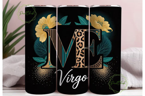 Virgo Zodiac Glitter 20oz Tumbler Wrap Sublimation PixelChick 
