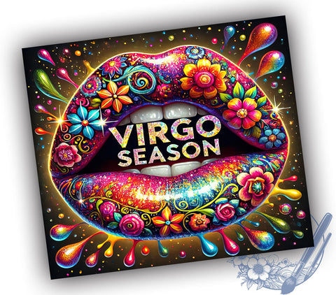 Virgo Zodiac Sign Cosmic Lips Tumbler, Zodiac Sign Drinkware, Cosmic Lips Design, 20oz Sublimation Wrap, Astrology Gifts, Virgo Season Cup, Celestial Themed Tumbler Sublimation ToriDesigns 