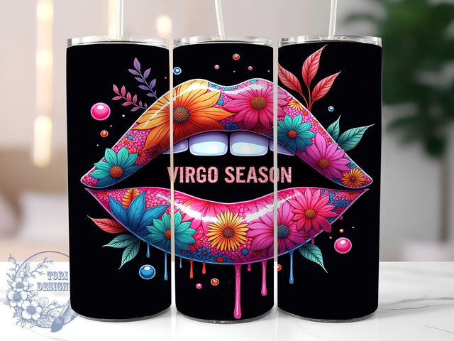 Virgo Zodiac Sign Cosmic Lips Tumbler, Zodiac Sign Drinkware, Cosmic Lips Design, 20oz Sublimation Wrap, Astrology Gifts, Virgo Season Cup, Celestial Themed Tumbler Sublimation ToriDesigns 