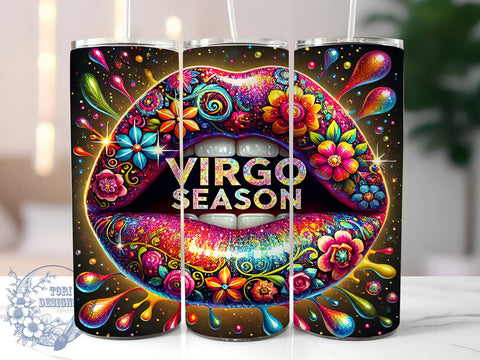 Virgo Zodiac Sign Cosmic Lips Tumbler, Zodiac Sign Drinkware, Cosmic Lips Design, 20oz Sublimation Wrap, Astrology Gifts, Virgo Season Cup, Celestial Themed Tumbler Sublimation ToriDesigns 