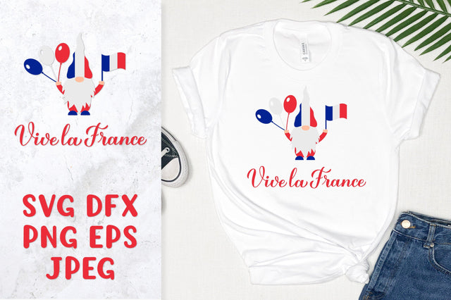 Vive la France SVG. Bastille Day gnome. French shirt design SVG LaBelezoka 
