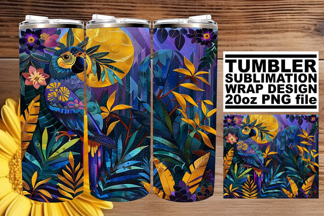 Vivid Avian Elegance Tumbler Wrap - 20oz Sublimation Sublimation afrosvg 