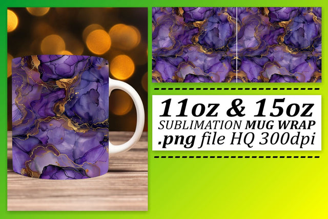 Vivid Marble Print Mug Wrap, Sublimation, 11oz 15oz Sublimation afrosvg 