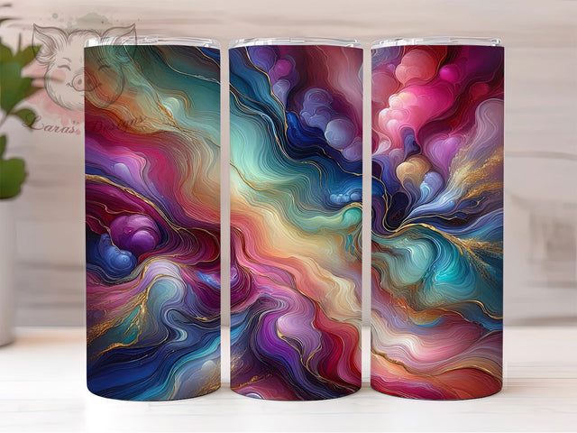 Vivid Neon Rainbow Marble Tumbler, Rainbow Bright Wrap, 20oz Tumbler Sublimation, Seamless Psychedelic Design, Electric Color Tumbler, Vivid Marble Wrap, Trippy Neon Sublimation Sublimation Lara' s Designs 