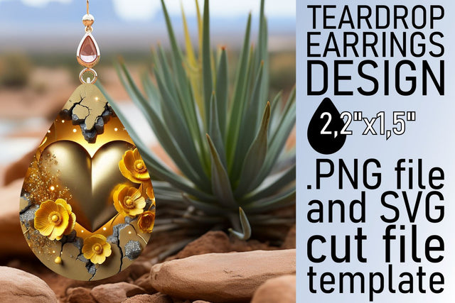 vivid PNG file included! , Create stunning earrings, 3D Heart Sublimation afrosvg 