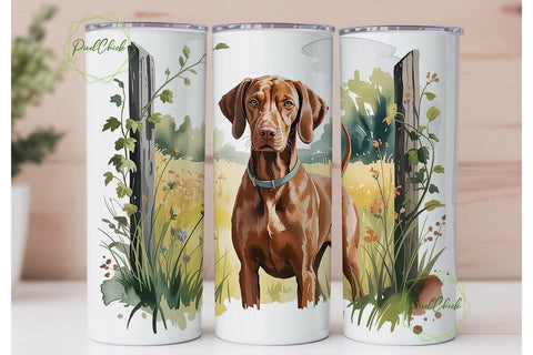 Vizsla Dog Watercolor 20oz Tumbler Wrap Sublimation PixelChick 