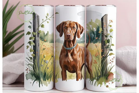 Vizsla Dog Watercolor 20oz Tumbler Wrap Sublimation PixelChick 