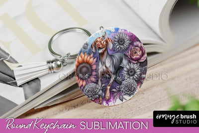 Vizsla Keychain - Dog mom Floral Keychain Sublimation Design Sublimation OrangeBrushStudio 