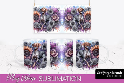 Vizsla Mug Wrap - Dog Mom Floral Coffee Mug PNG Sublimation Sublimation OrangeBrushStudio 