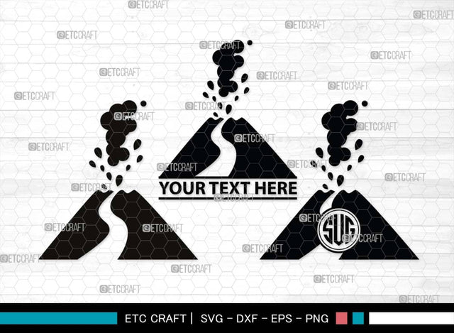 Volcano Monogram, Volcano Silhouette, Volcano SVG, Lava Svg, Smoke Svg, Mountian Svg, Lava River Svg, Volcano Eruption Svg, SB00543 SVG ETC Craft 