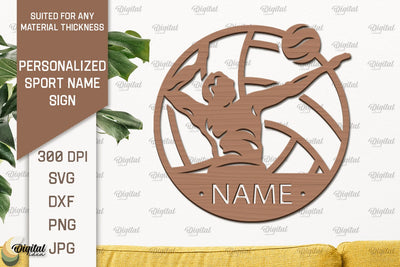 Voleyball Sign Laser Cut. Personalized Sport Name Sign SVG Evgenyia Guschina 
