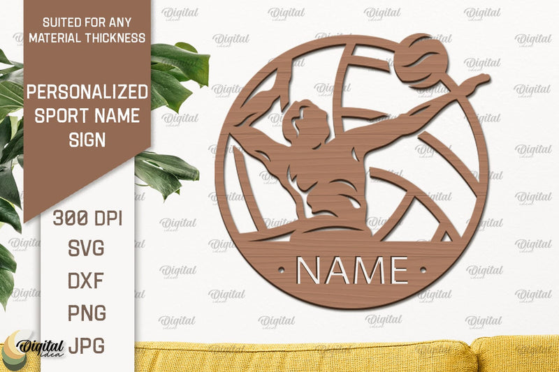 Voleyball Sign Laser Cut. Personalized Sport Name Sign SVG Evgenyia Guschina 