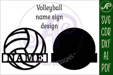 Volley ball Name sign svg laser cut template, wall art SVG APInspireddesigns 
