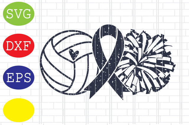 Volleyball Awareness and Pom Pom Svg, Volleyball Svg, Volleyball Cut Files, Game Day Svg, Jpg, Eps, Dxf Files SVG DigitalSvgFiles 