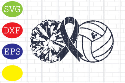 Volleyball Awareness and Pom Svg, Volleyball Svg, Volleyball Cut Files, Game Day Svg, Jpg, Eps, Dxf Files SVG DigitalSvgFiles 