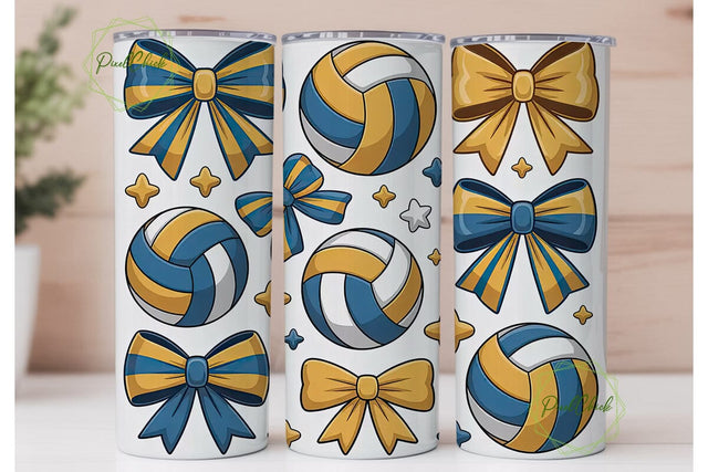 Volleyball Bows 20oz Tumbler Wrap Sublimation PixelChick 